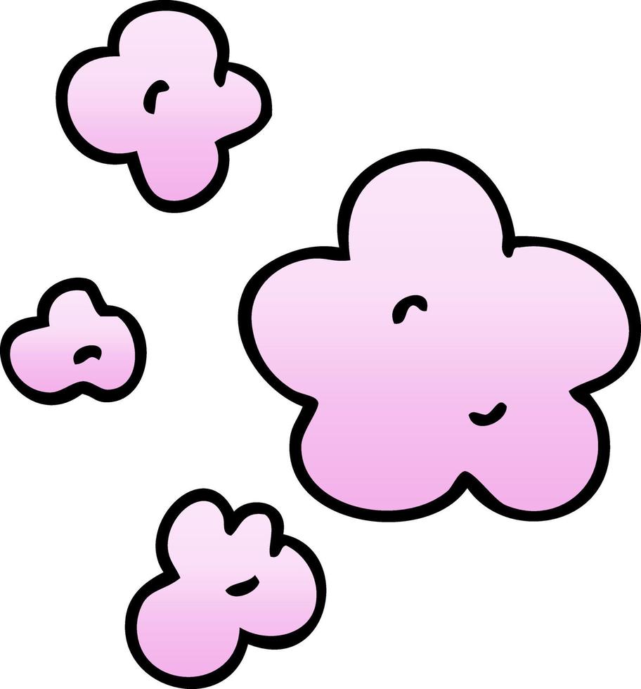 quirky gradient shaded cartoon clouds vector