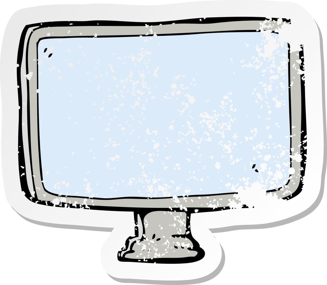 pegatina retro angustiada de una pantalla de computadora de dibujos animados vector