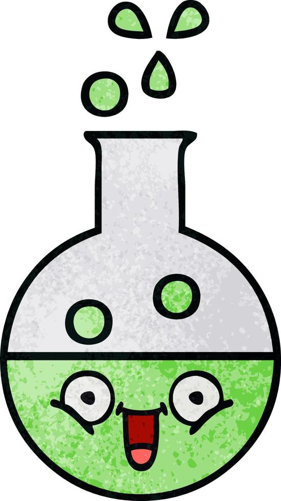 retro grunge texture cartoon test tube vector