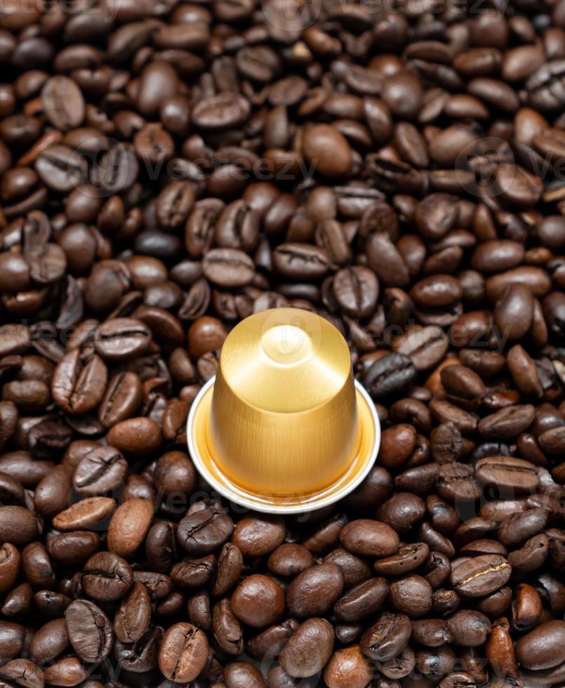 The Golden coffee capsule. photo