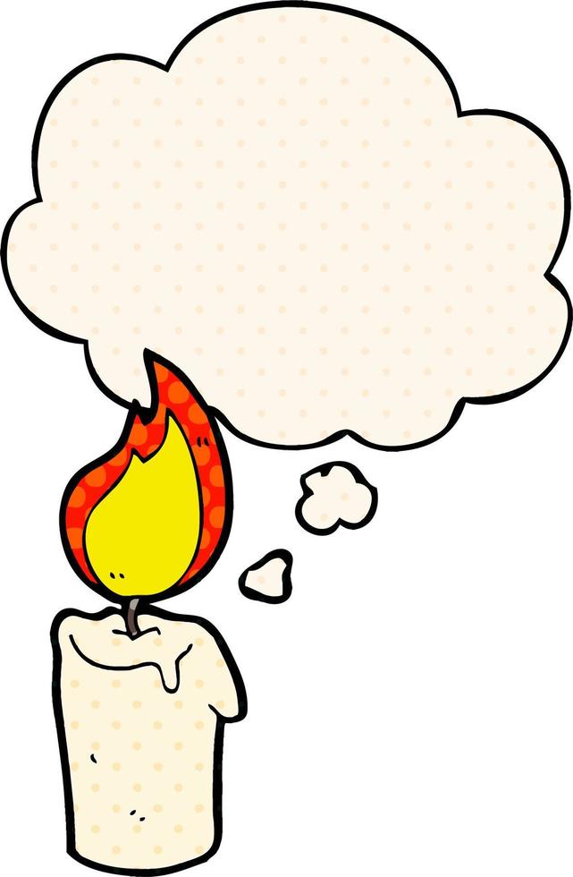 cartoon candle and thought bubble in comic book style vector