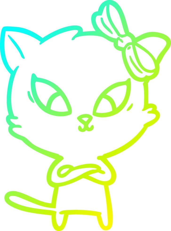 cold gradient line drawing cartoon cat vector
