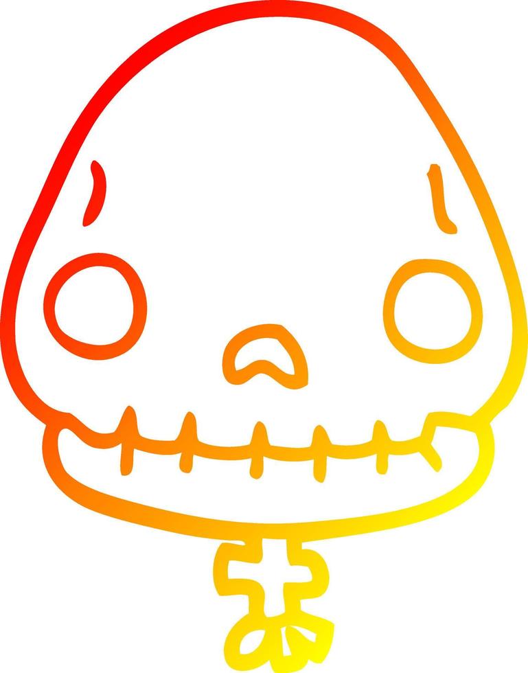 warm gradient line drawing cartoon halloween skull vector