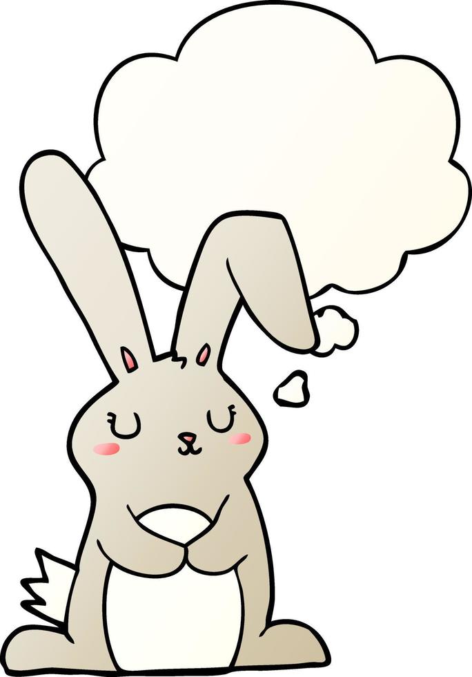 cartoon rabbit and thought bubble in smooth gradient style vector