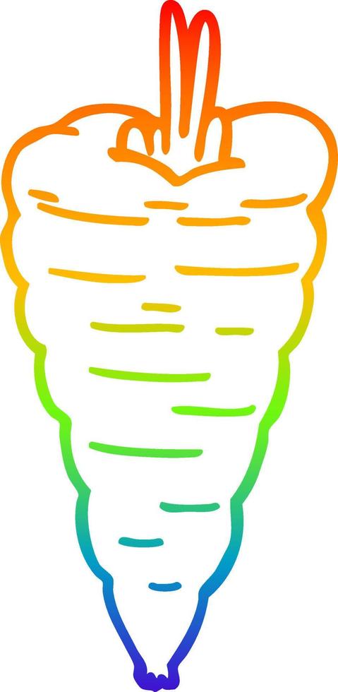 rainbow gradient line drawing cartoon carrot vector