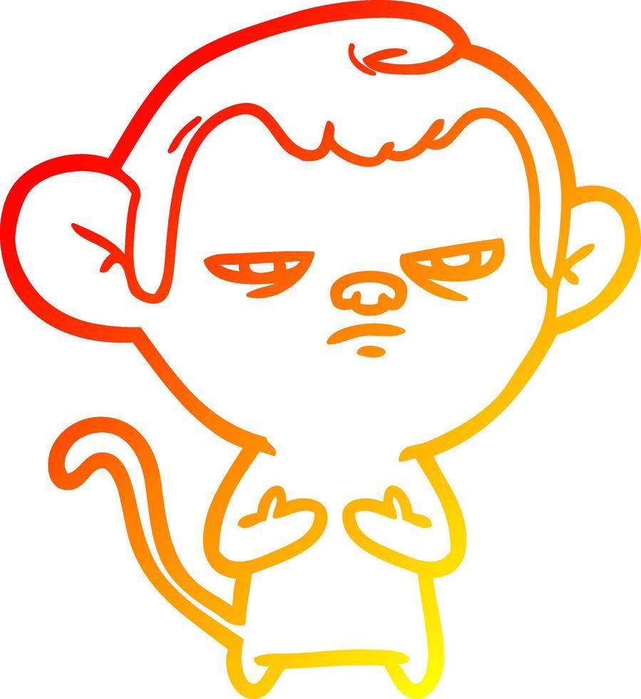 warm gradient line drawing cartoon monkey vector