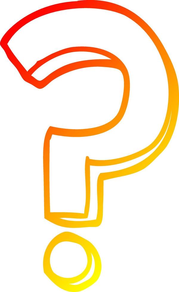 warm gradient line drawing cartoon question mark vector