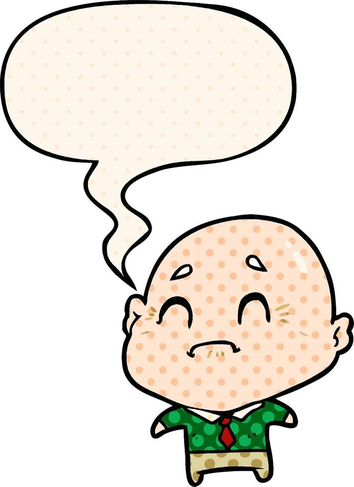 cartoon old man and speech bubble in comic book style vector