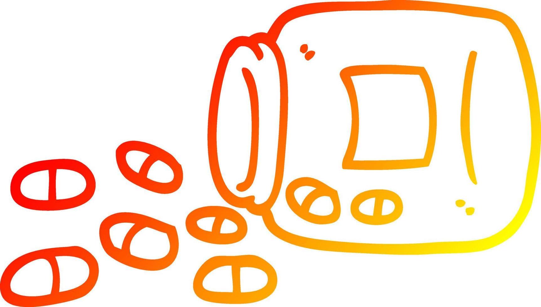 warm gradient line drawing cartoon jar of pills vector