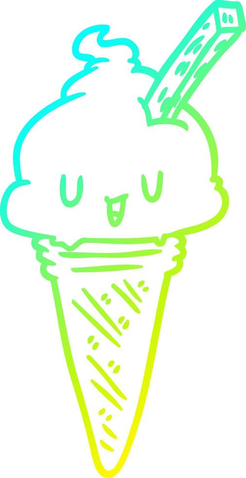 cold gradient line drawing cute ice cream vector