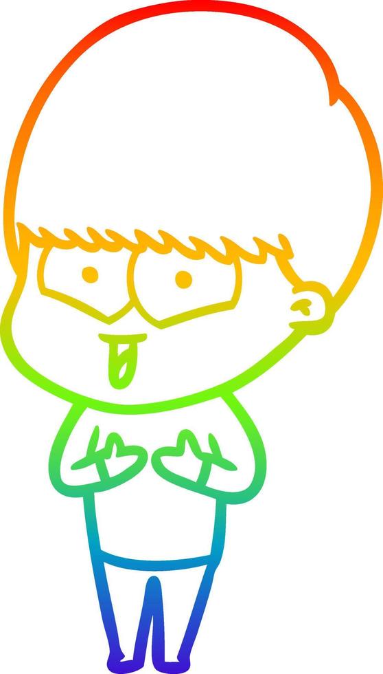 rainbow gradient line drawing cartoon happy boy vector