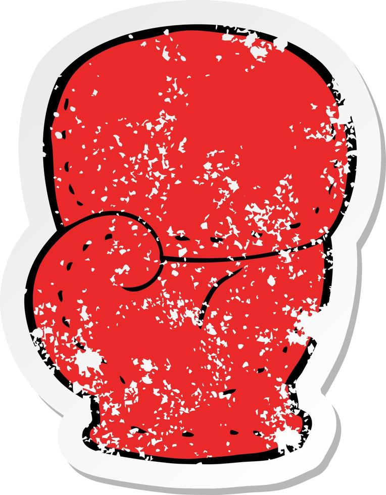 retro distressed sticker of a cartoon boxing glove vector