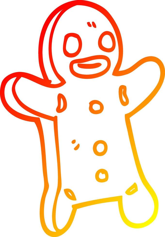 warm gradient line drawing cartoon gingerbread man vector