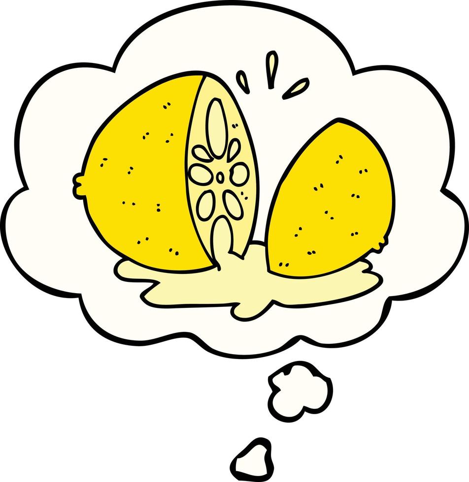 cartoon cut lemon and thought bubble vector