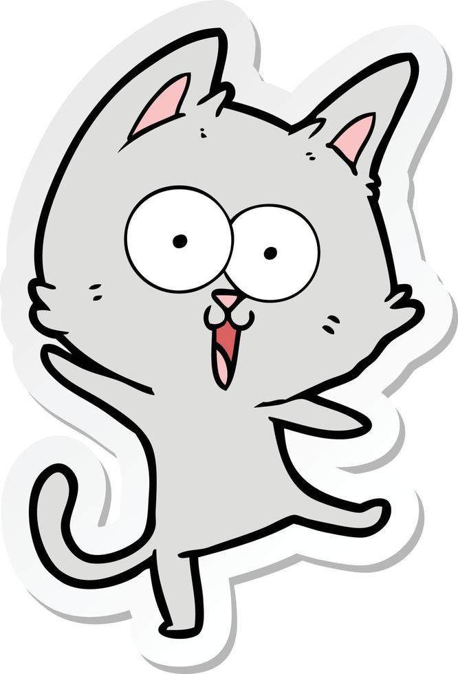 sticker of a funny cartoon cat vector