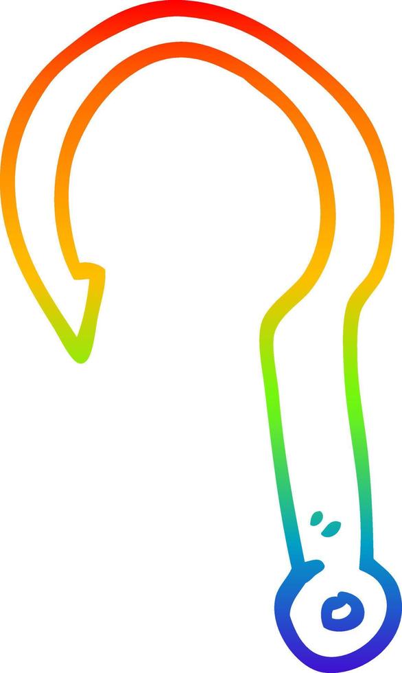 rainbow gradient line drawing cartoon fish hook vector