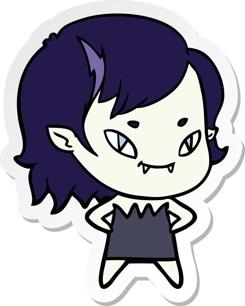 sticker of a cartoon friendly vampire girl vector