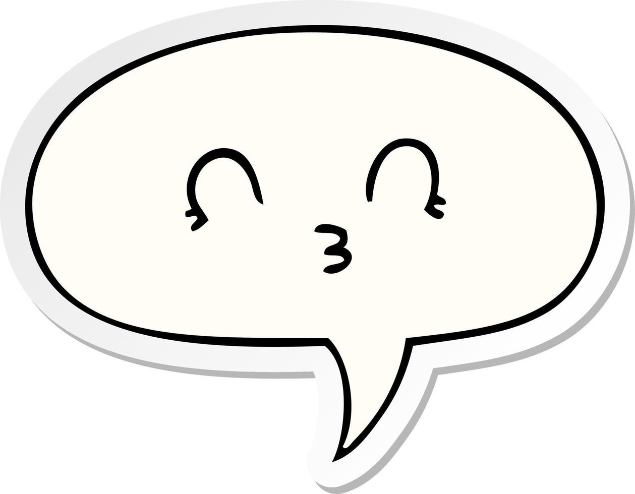 happy cartoon face and speech bubble sticker vector