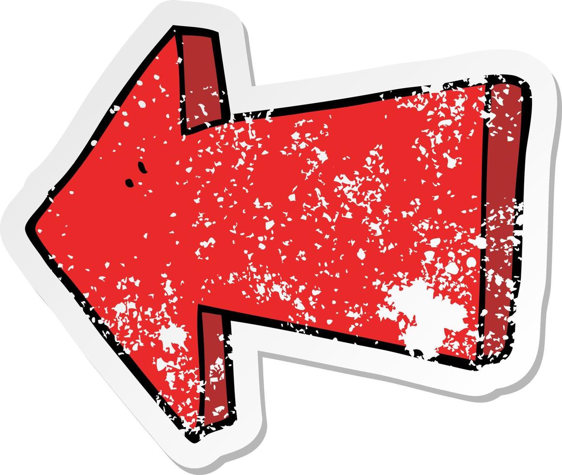 distressed sticker of a cartoon pointing arrow vector