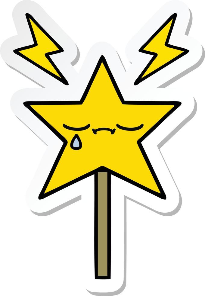 sticker of a cute cartoon magic wand vector
