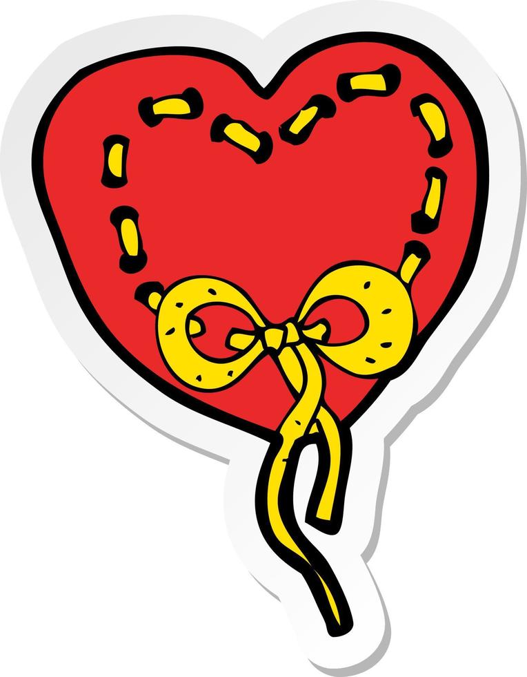 sticker of a stitched heart cartoon vector