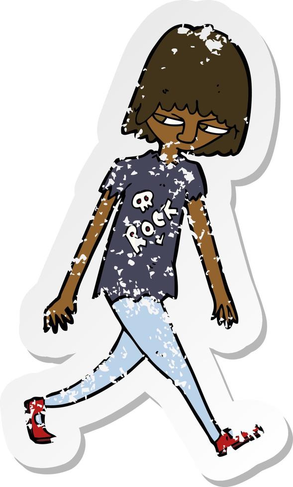 retro distressed sticker of a cartoon teenager vector