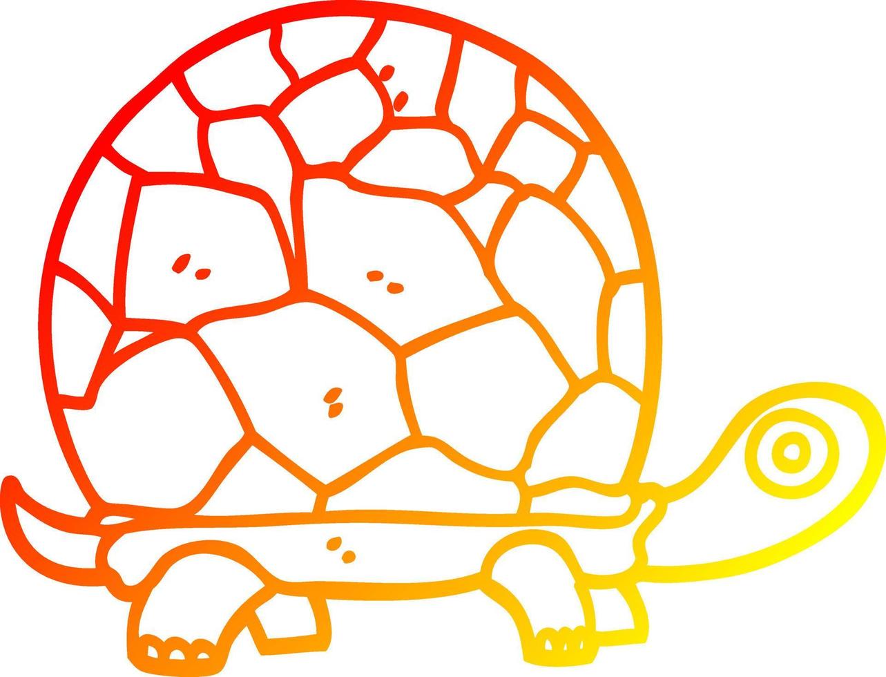 tortuga de dibujos animados de dibujo de línea de gradiente cálido vector