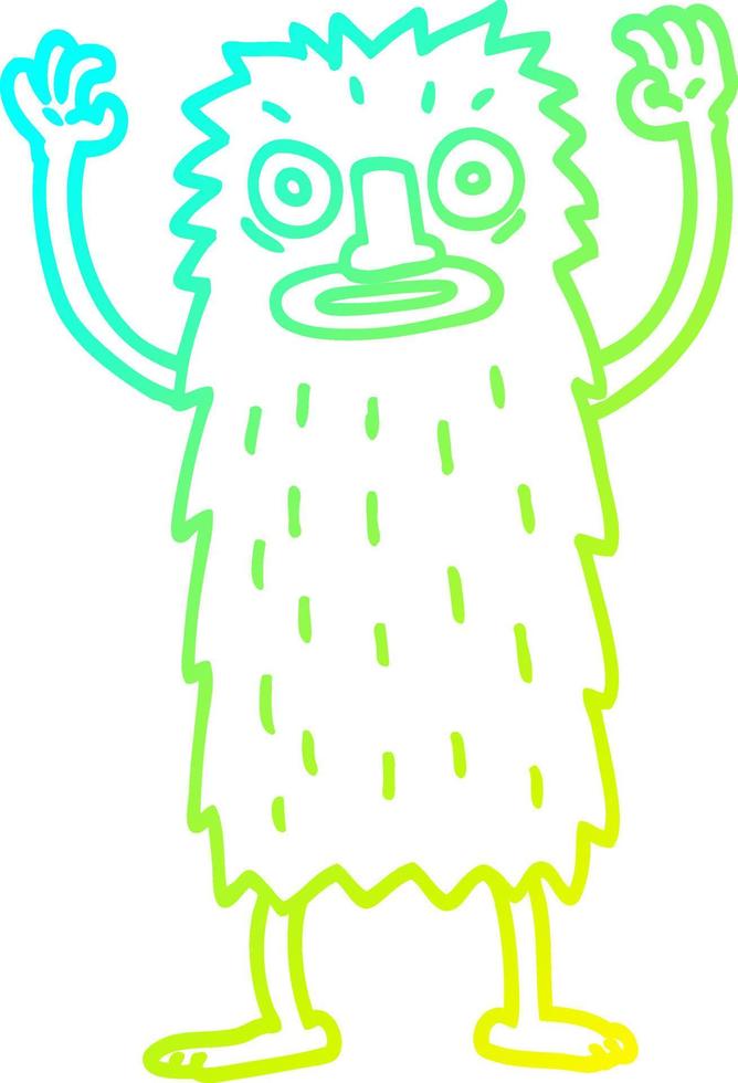 cold gradient line drawing cartoon bigfoot creature vector