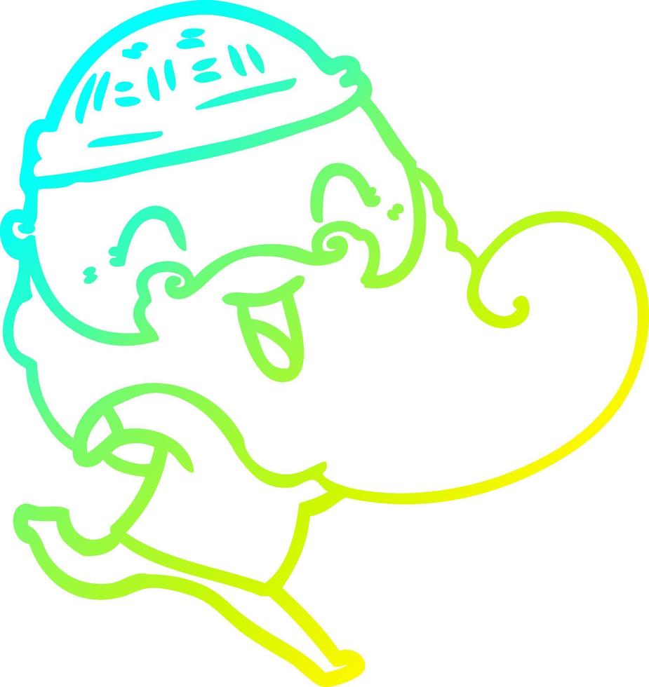 cold gradient line drawing happy bearded man vector