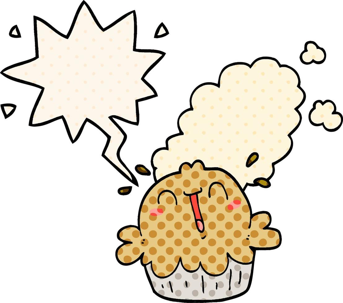 cute cartoon pie and speech bubble in comic book style vector