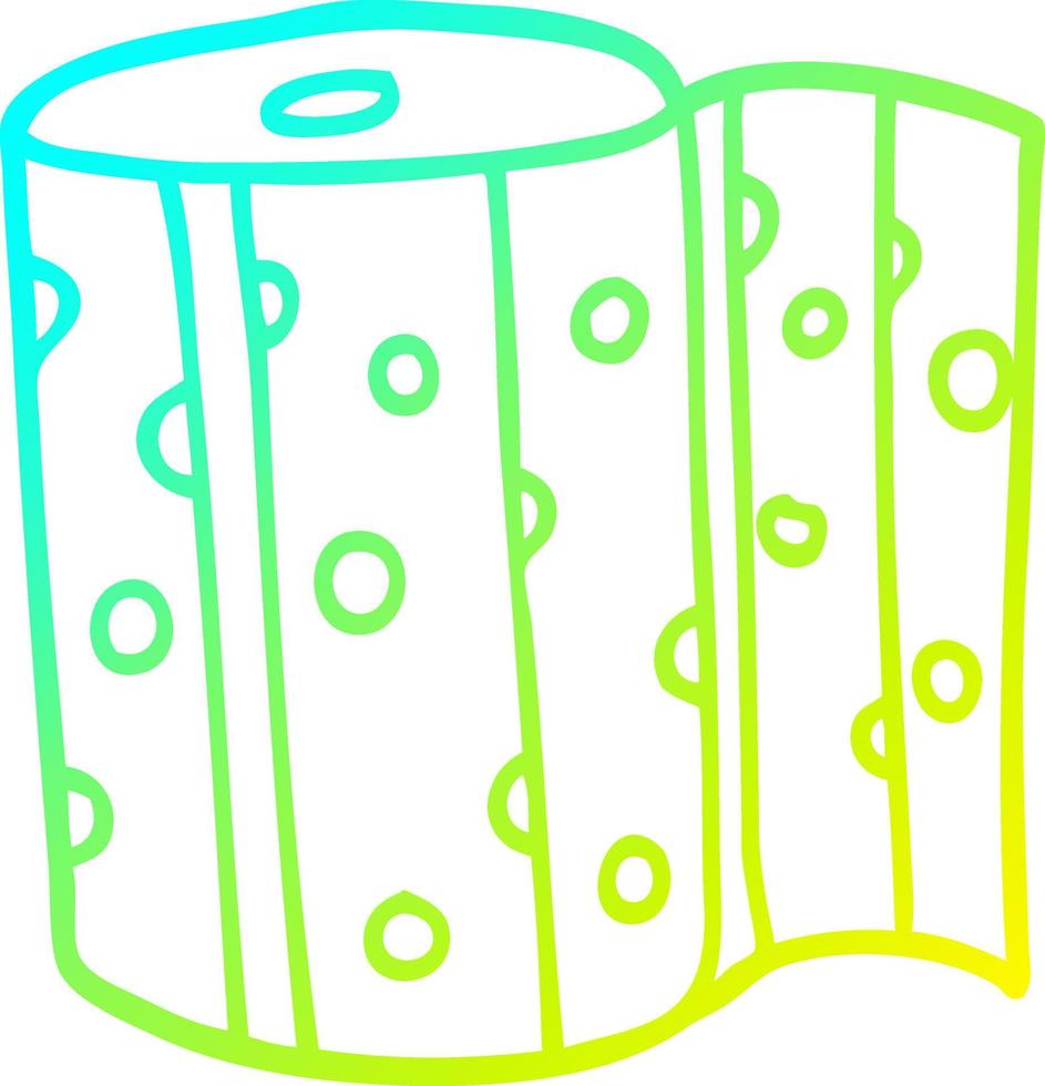 cold gradient line drawing cartoon dotty kitchen roll vector