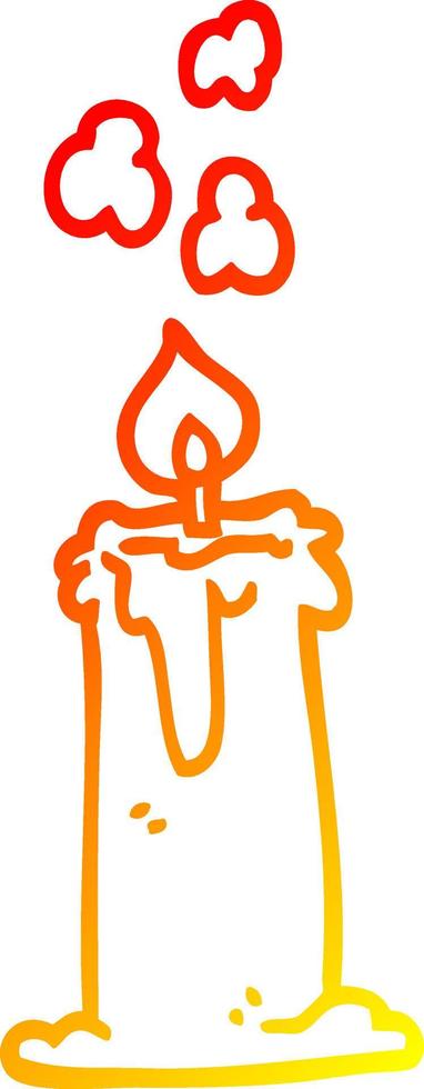 warm gradient line drawing cartoon candle burning vector