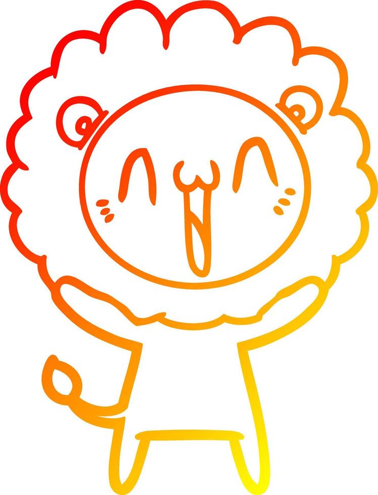 warm gradient line drawing happy cartoon lion vector