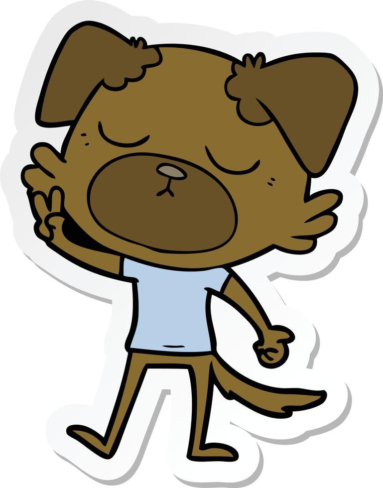 sticker of a cute cartoon dog vector