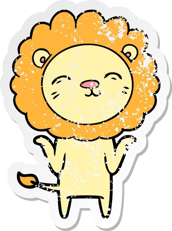 distressed sticker of a cartoon lion vector