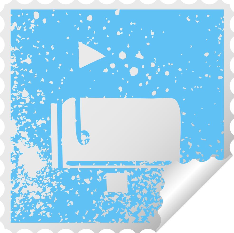 distressed square peeling sticker symbol mail box vector