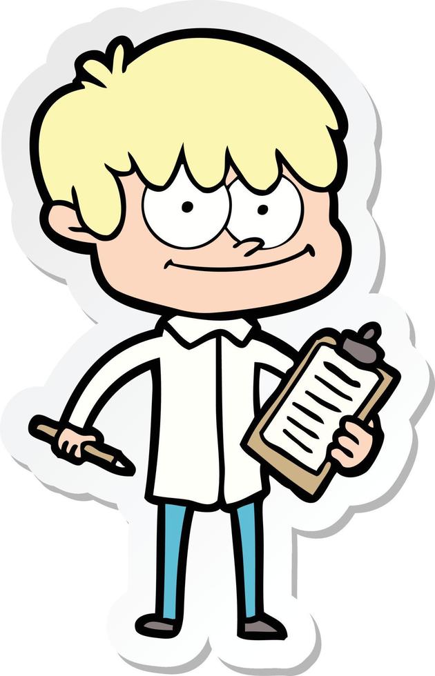 sticker of a happy cartoon man vector