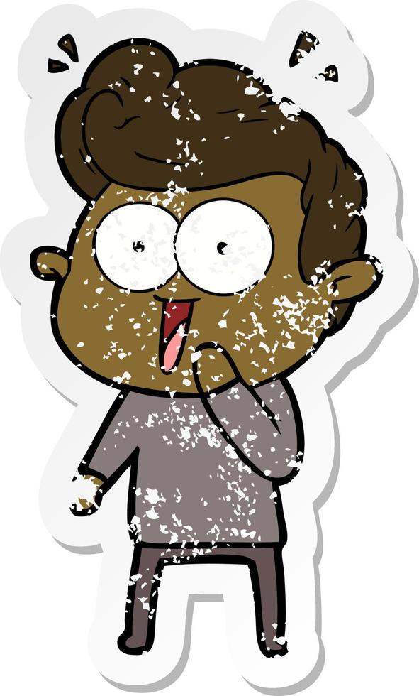 distressed sticker of a cartoon man vector