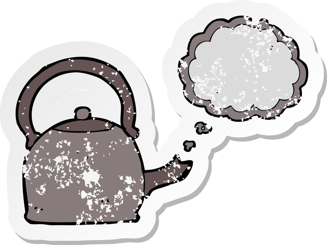 retro distressed sticker of a cartoon kettle vector