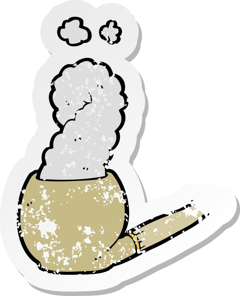 retro distressed sticker of a cartoon pipe vector