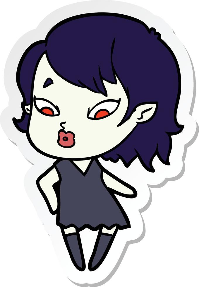 sticker of a cute cartoon vampire girl vector