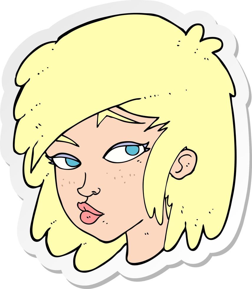 sticker of a cartoon curious woman vector