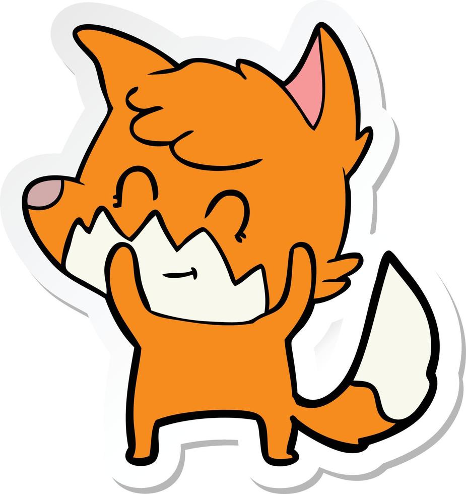 sticker of a cartoon friendly fox vector