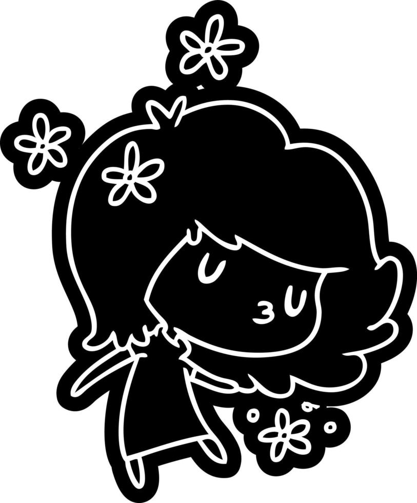cartoon icon of a cute kawaii girl vector