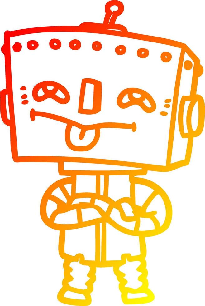 warm gradient line drawing cartoon robot vector