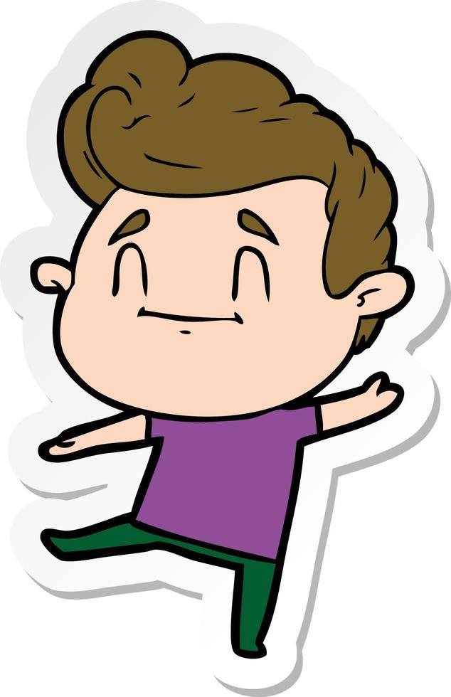 sticker of a happy cartoon man vector