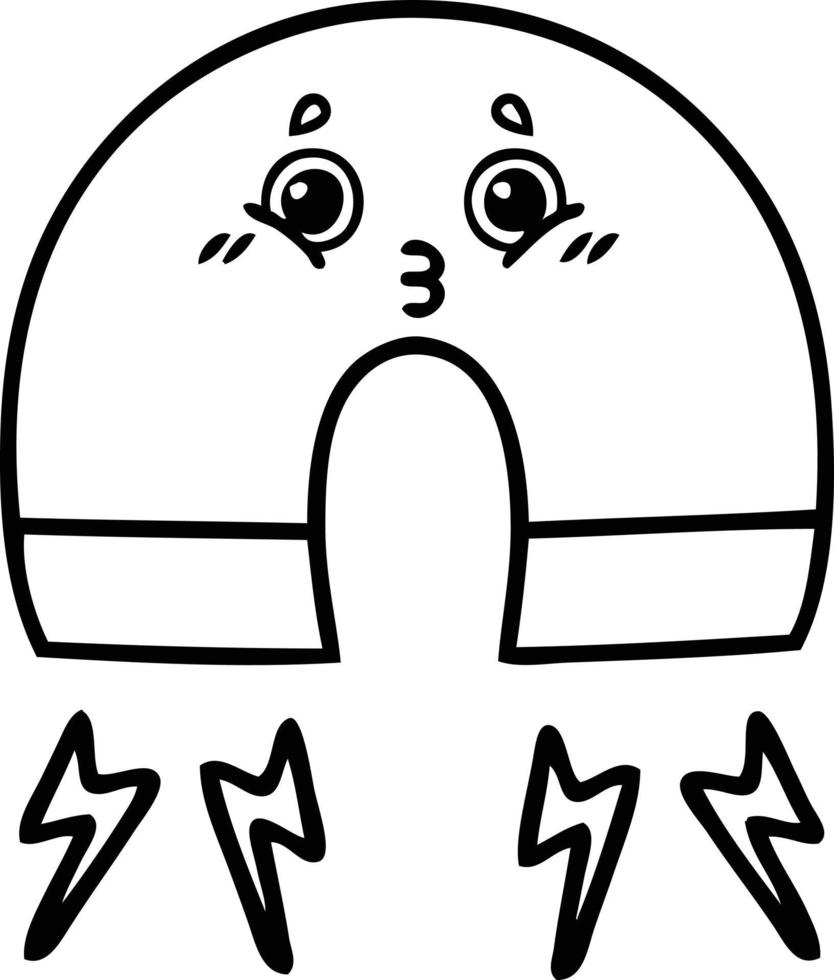 line drawing cartoon magnet vector