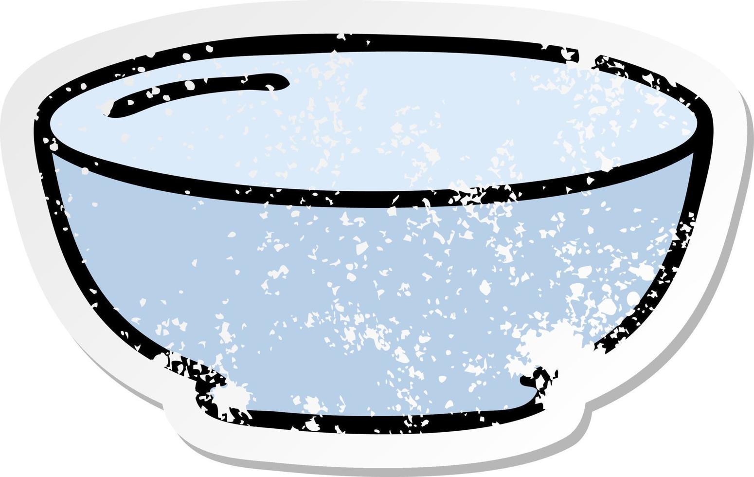 distressed sticker of a quirky hand drawn cartoon bowl vector