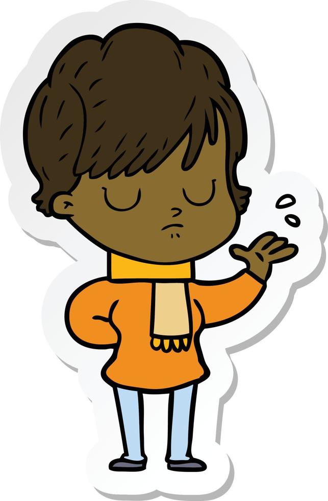 sticker of a cartoon woman vector