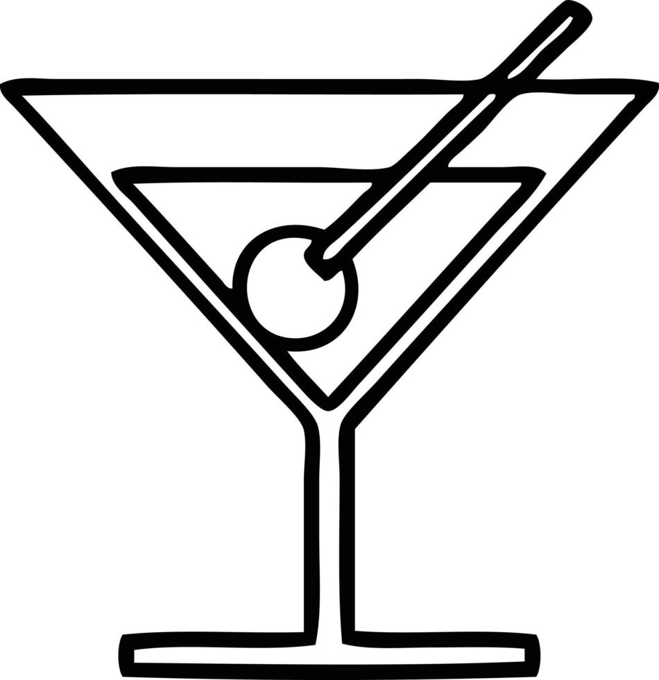 line drawing cartoon fancy cocktail vector